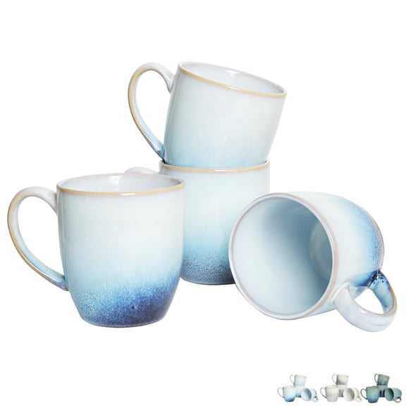 Ceramic Coffee Mug Set of 4, 17 Oz, Coffee Cups with Big Handle, Microwave Safe, Unique Reactive Glaze