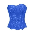 thumbnail image 4 of KHONTS,Corset Top for Women Textured Sheer Floral Lace Bustier Cincher Lace-Up Corset Halloween Overbust Tops Blue M, 4 of 4