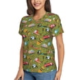 thumbnail image 5 of Yiaed Transportation Prints Print Women's T Shirt V-Neck Short Sleeve Shirt Casual Breathable Tee Summer Tops-3X-Large, 5 of 5