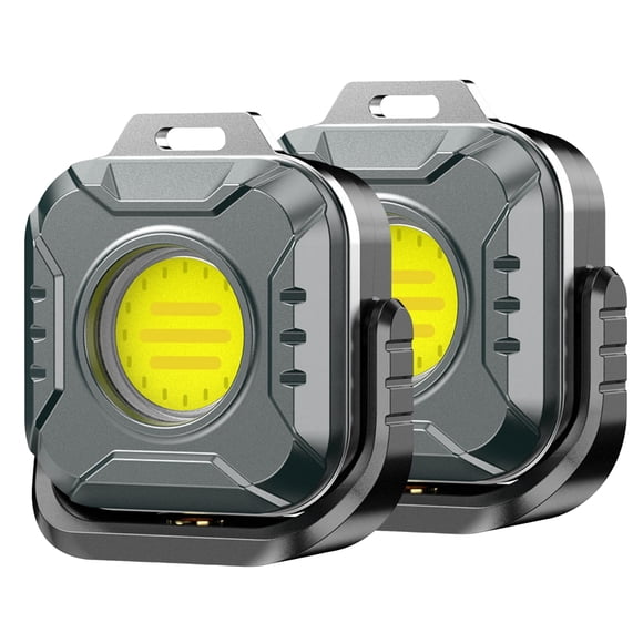 2-Pack Mini COB Work Light with Magnetic Base, 1200mAh Rechargeable Battery, 4-Level LED Power Indicator, Waterproof & Color Temperature Adjustable via Short Press Temperature Key, Portable and