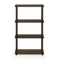 thumbnail image 3 of Furinno Rata 4-Tier Industrial Multipurpose Flat Base Bookshelf, Bookcase with Metal Frame, Columbia Walnut, 3 of 5