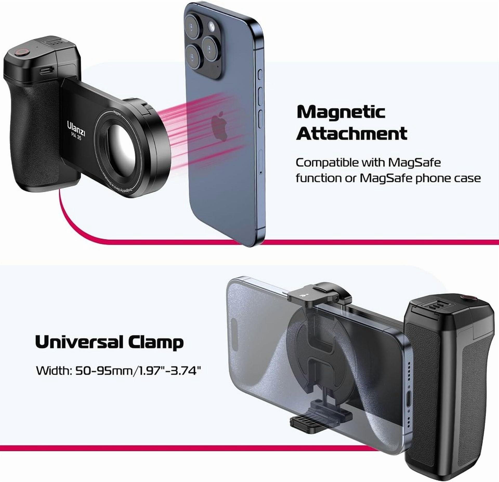 Ulanzi Selfie Phone Tripod Mount MA35 2 in 1 Camera Grip Handle Holder for Smartphone Video Shooting