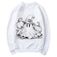 thumbnail image 4 of CLOISE Halloween Women Sweatshirt Funny Ghost Print Pullover Sweatshirts Fall Long Sleeve Round Neck Hoodies Shirts Comfy Tees Festival Gift Clothes White M Boo, 4 of 5
