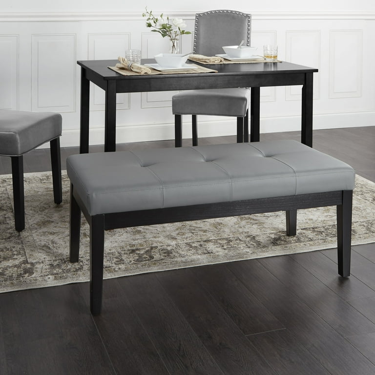 Grey leather online dining bench