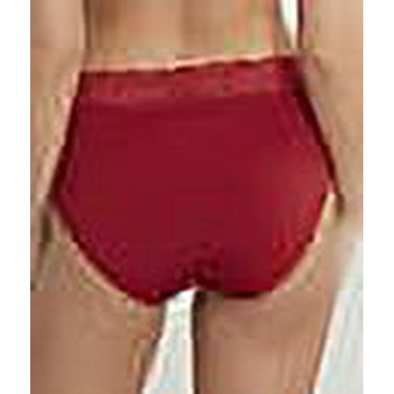 Women's Vanity Fair 13280 Flattering Lace Ultimate Comfort Hi-Cut Panty  (Designer Red Stripe 9)