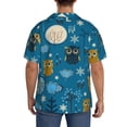 thumbnail image 5 of Xecao offers the Cute Colorful Owls And Trees for Men's Casual Short-sleeved Shirt, a button-up collared shirt with a pocket, perfect for beach vacations and yacht travel in the 4X-Large size., 5 of 7
