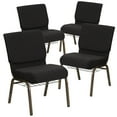 thumbnail image 1 of 4 Pk. HERCULES Series 21''W Church Chair in Black Dot Patterned Fabric with Cup Book Rack - Gold Vein Frame, 1 of 7