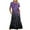 Purple, variant on Penkiiy Women's Round Neck Short Sleeved Mid Calf Double Pocket Floral Print Dress Short Sleeved Round Neck Dress S Black