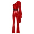 thumbnail image 4 of iiniim Justaucorps de Danse Disco des Années 70 pour Femmes, Bas Évasés, Combinaison Métallique Funky Rouge m, 4 of 5