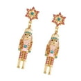 thumbnail image 5 of Segolike 2xChristmas Earrings Nutcracker Earrings Unique Cute Dress up Holiday Earrings Pink, 5 of 8