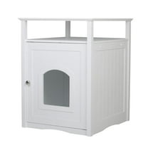 Zooville Cat Washroom Litter Box Cover / Night Stand Pet House, White