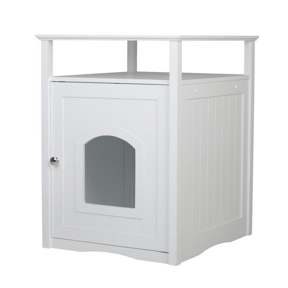 Zooville Cat Washroom Litter Box Cover / Night Stand Pet House, White