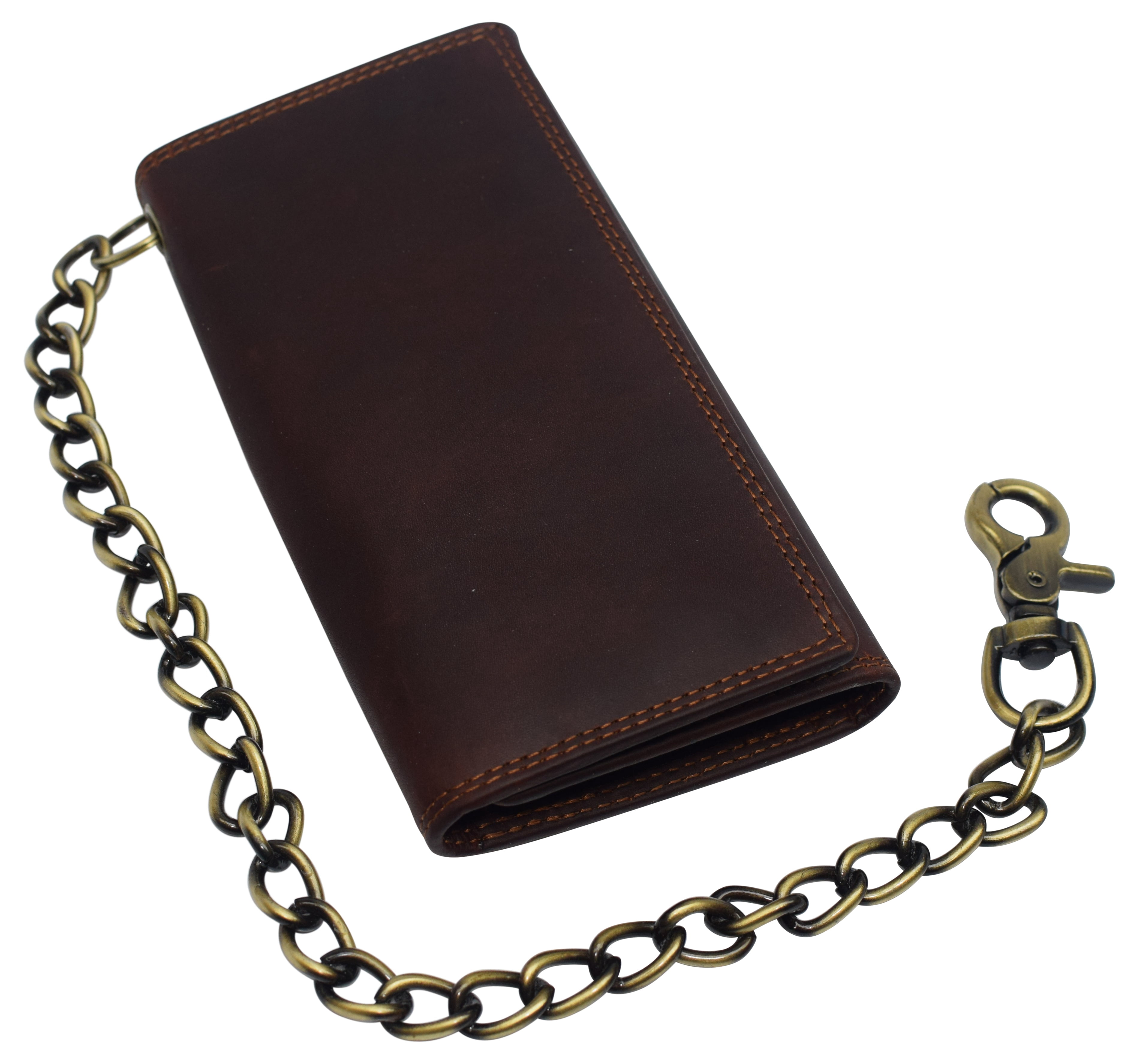 Bikers RFID safe Cow Leather Crazy Horse Brown Long Checkbook