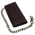 thumbnail image 4 of Bikers RFID safe Cow Leather Crazy Horse Brown Long Checkbook Trifold Chain Wallet for Men Vintage Texture style, 4 of 9