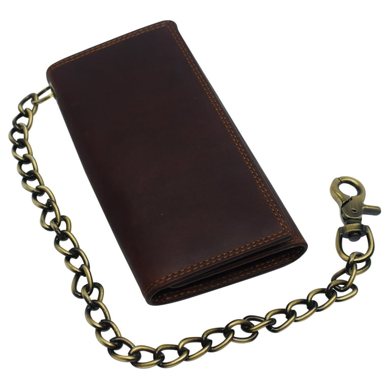 小物 kc's leather bikers long wallet Bikers RFID safe Cow Leather Crazy Horse Brown Long Checkbook