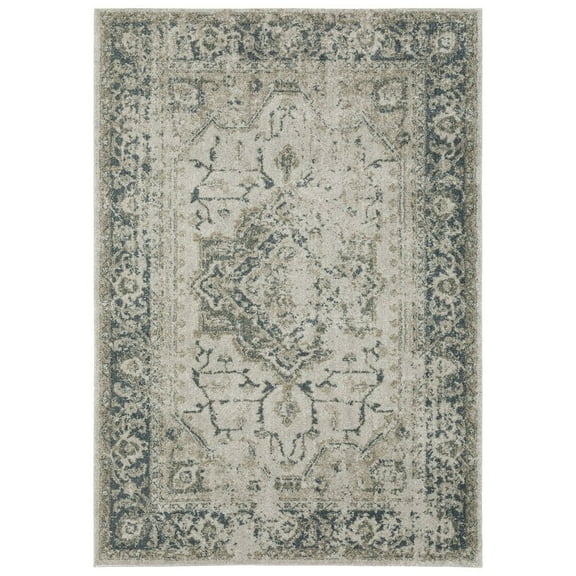 Oriental Weavers Alton Area Rug - 002W9 - 9'10" x 12'10" - in Gray/ Blue - Vintage Inspired, Stain Resistant, Family and Pet Friendly , Family, Dining, Living Room Rug
