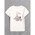 thumbnail image 3 of Vibrant Eiffel Tower Graphic Print Crew Neck T-Shirt - Women's Casual Short Sleeve Tops for Spring & Summer - Relaxed Fit, Breathable, Soft Fabric, Women's Clothing, 3 of 6