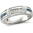 thumbnail image 2 of Dreamofdazzles Jewels 3.00 Ct Princess Cut Sapphire & Diamond Engagement Wedding Thanksgiving Christmas Pinky Band Ring 14K White Gold Plated 925 Sterling Silver For Men's -10, 2 of 5
