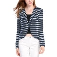 thumbnail image 2 of INSPIRE CHIC Women's Notched Lapel Button Decor Thin Striped Blazer XS Blue, 2 of 8