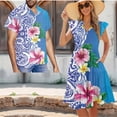 thumbnail image 2 of Yuyamidu Matching Vacation Outfits for Couples Polynesian Mens Summer Shirts Hawaiian Dresses for Women Luau Party Hibiscus Flower Shirt Aloha Shirt Men and Women Matching Outfits Blue, 2 of 6
