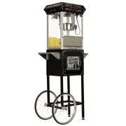 FunTime Sideshow 8oz Popcorn Machine with Cart, Black/Silver