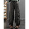 thumbnail image 4 of Pantalones de algodón de invierno con cordones artísticos, cintura elástica, línea de rombos, pantalones de algodón para mujer, pantalones cálidos a prueba de viento, 4 of 6