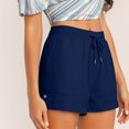 thumbnail image 4 of YUGYXL Womens Plus Size Summer Shorts Loose Lightweight Drawstring Shorts with Pockets Dressy Stretch Waist Hiking Shorts Blue S, 4 of 9
