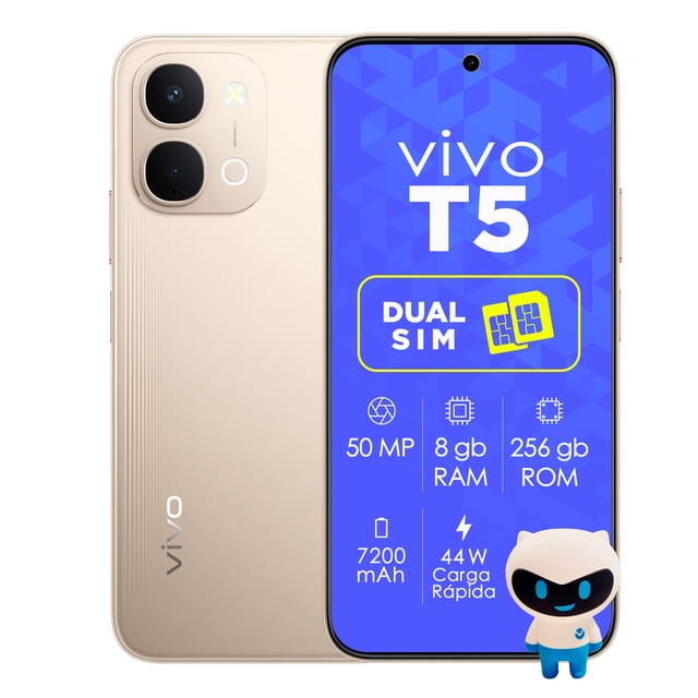 Celular smartphone vivo T5 4g Dorado | Origin 6 | 7200 Mah Flashcharge | 8gb + 256 Gb