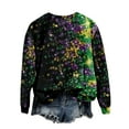 thumbnail image 4 of Uootdi Mardi Gras Long Sleeve Shirts for Women Crew Neck Carnival Casual Loose Sweatshirts Mask Graphic Holiday Blouse Outfit Gift, 4 of 6