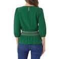 thumbnail image 3 of INSPIRE CHIC Women's Peplum Tops Puff Half Sleeve Smocked Waist Blouse S Green, 3 of 6