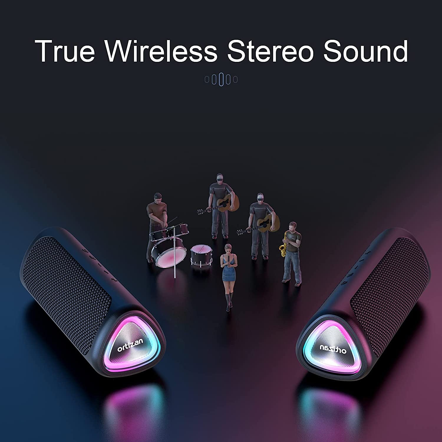 Ortizan M7 Portable Wireless Triangle Bluetooth Speaker with 24W Loud Stereo Sound, IPX7 Waterproof Outdoor Speakers