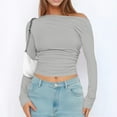 thumbnail image 2 of MIXUE Boho Tops For Women Summer Solid Color Off Shoulder Long Sleeve Slim Fit Casual Pullover Shirts For Women Tshirts Streetwear,Gray,L, 2 of 4