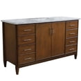 thumbnail image 5 of MCM 61" Rectangle Sink Vanity in Walnut/White Carrara Marble Stone, 5 of 11