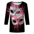 thumbnail image 4 of Craaazy Mardi Gras Shirts for Women 3/4 Sleeve Casual Loose Crewneck Carnival Tops Fashion Colorful Blouses Gifts, 4 of 5