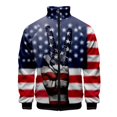 thumbnail image 3 of Chaqueta con cremallera y estrellas americanas con estampado 3D de la bandera de EE. UU. para hombre, chaqueta hawaiana informal de manga larga con patrón de rayas de colores, abrigo de calle, 3 of 4