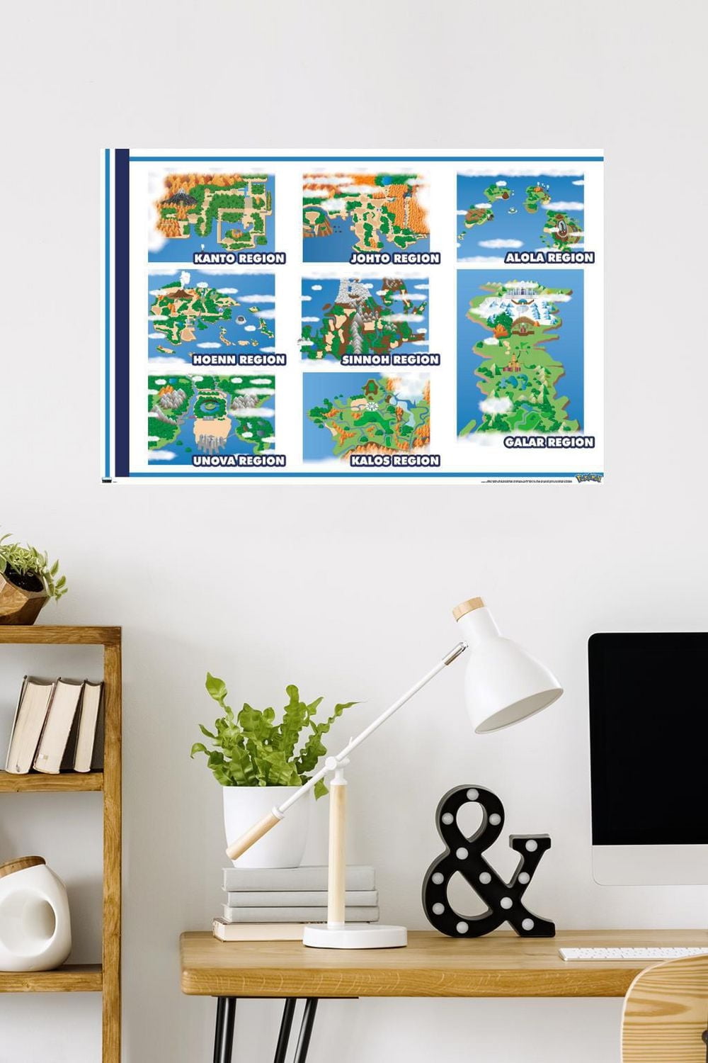 Pokémon - Map Grid Wall Poster, 22.375" x 34"
