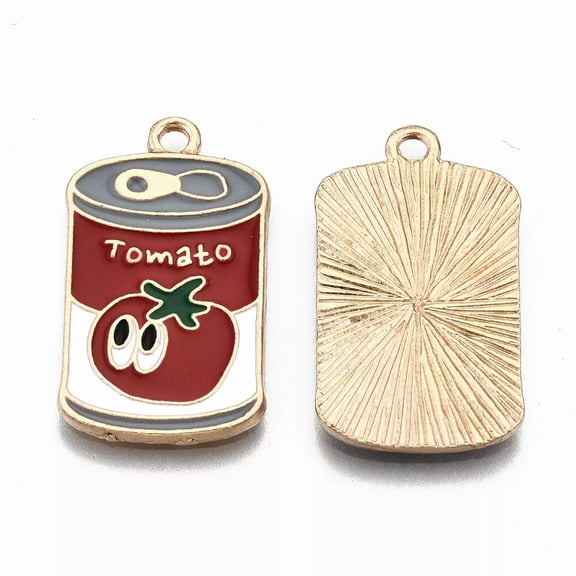 U8MO Tomato Soup Charm Gold Enamel Snack Charm Food Pendant Kitsch Jewelry 25mm