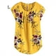 thumbnail image 3 of Qarigey Camiseta de mujer Camiseta plisada estampada Top Cuello Blusa de manga corta Prendas para la parte del cuerpo Amarillo L Qarigey AP003086-13, 3 of 6