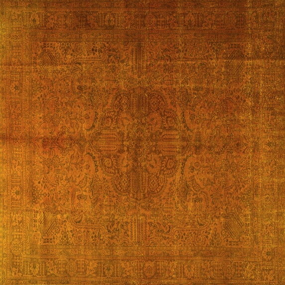 Ahgly Company Indoor Square Persian Yellow Traditional Area Rugs, 3' Square