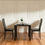 Aiho Modern Dining Table Sets with PU Leather Chairs for2 For Home, Kitchen, Living Room, Restaurant, Small Space , Black