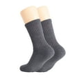 thumbnail image 2 of Solid Cotton Cushion Crew Socks for Women and Men Anthracite Gray 3 Pairs Size 9-11, 2 of 9