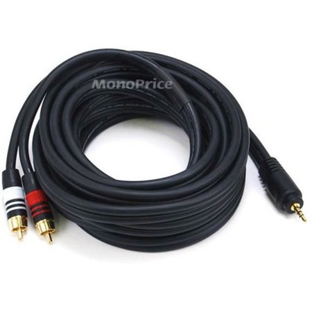 UPC: 0844660056003 | Monoprice Audio Cable – 15 Feet – Black | Premium Stereo Male to 2 RCA Male 22AWG  Gold Plated