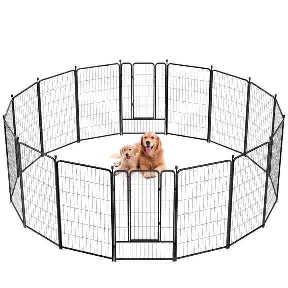 Vipuse 45″ Tall 16 Panels Heavy Duty Metal Dog Playpen for Exercise Outdoor Indoor Fence, Black