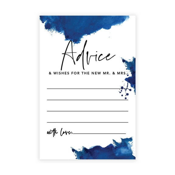 Koyal Wholesale Ombre Blue Watercolor Wedding Advice & Well Wishes Guest Book Cards for Bride and Groom, 56 Pack