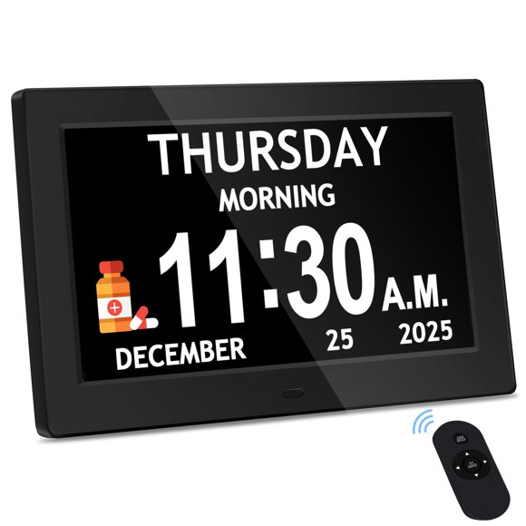 Reloj digital FLYRUIT 10.1" HD con alarma para demencia y control remoto