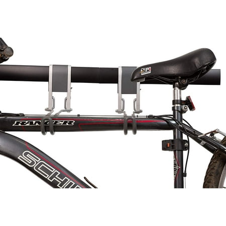 Powder Coated Steel Rust StorageMaid -4 pc Garage Horizontal Bike Rack System - Storage System Organization - Flat Bicycle 32” Track & Hook Kit - Powder Coated Rust Resistant Steel – 750 lb. Capacity – Black/Silver ()