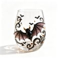 thumbnail image 2 of 1PC Halloween Drinking Glass,2D Black Bat Printed Design Gothic Decor Tumbler,Stemless Glass Drinking Glass for Halloween Parties and Holiday Gatherings., 2 of 5