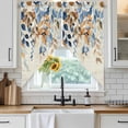 thumbnail image 4 of Orange Blue Botanical Kitchen Window Curtains, Swag Curtains Valance for Bedroom Living Room Bathroom, Weeping Fall Eucalyptus Leaves Rustic Rod Pocket Window Curtain Block Drapes 2 Panels 36"x36", 4 of 9