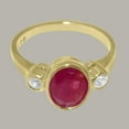 thumbnail image 5 of LBG British Made 9k Yellow Gold Genuine Natural Ruby & Diamond Womens Statement Ring - 33 size options - Size 5.5, 5 of 6