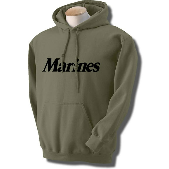 Marines Hooded Sweatshirt in Military Green